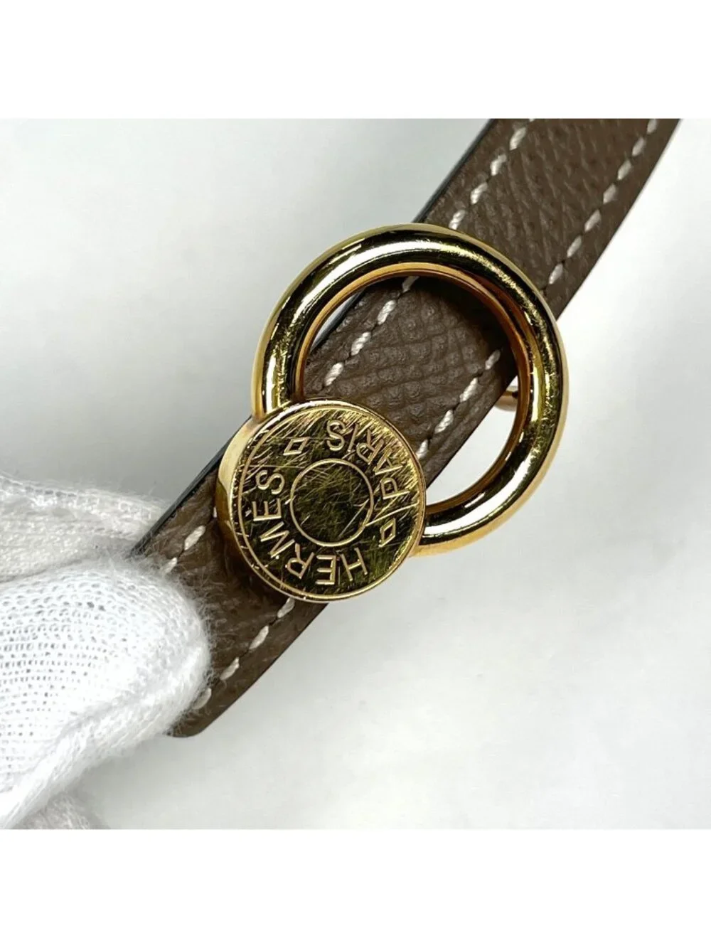 Hermes Series Reversible Belt Leather Beige Yellow